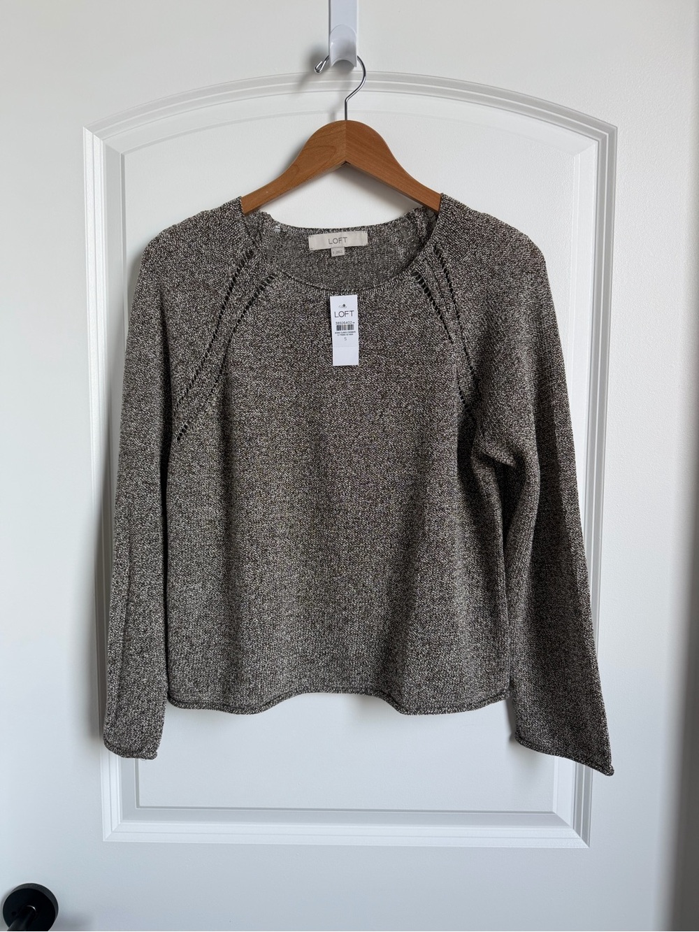 LOFT Heathered Brown Lightweight Crewneck Sweater